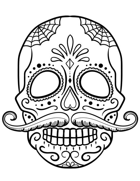 Sugar Skull Coloring Pages Printable - Printable Word Searches