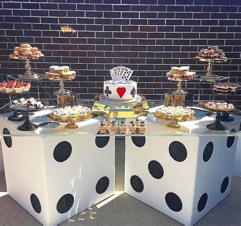 Close up of the dessert table from the casino themed birthday party ...