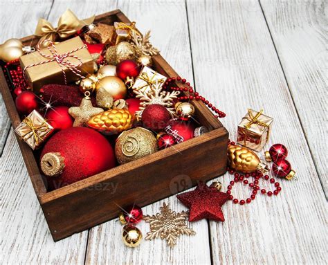 Box with Christmas decorations 9857857 Stock Photo at Vecteezy