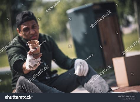 Hand Man Sitting On Ground Begging Stock Photo 2192619489 | Shutterstock