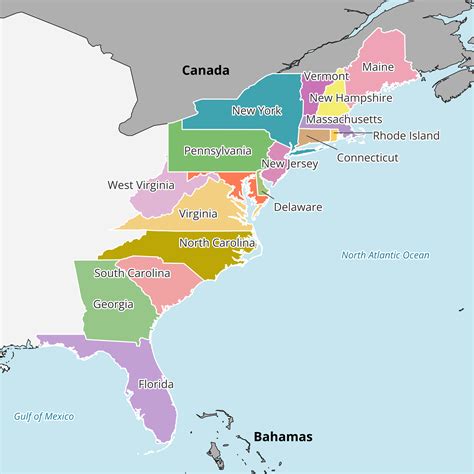 Map Of Eastern Seaboard Usa - Winna Kamillah