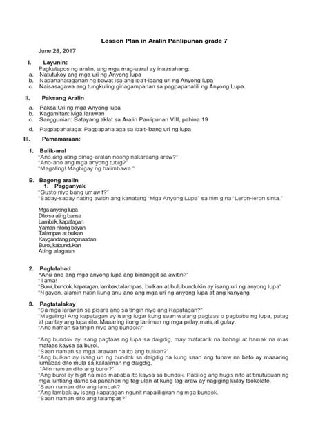 Detailed Lesson Plan Araling Panlipunan Grade 7 Banghay Aralin Sa Q2 ...