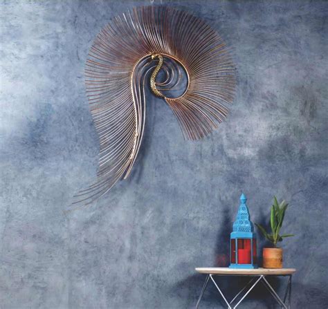 Fanusta Aurelia Peacock Metal Decorative Wall Art Hanging, Size: L ...