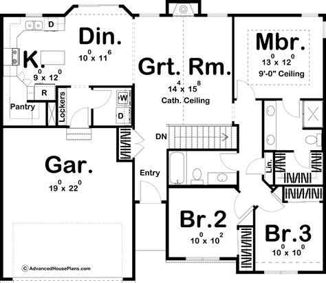 Affordable Small 1 Story Traditional House Plan with 3 Bedro