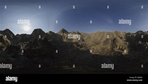 HDRI map, spherical environment panorama background with mountain range ...