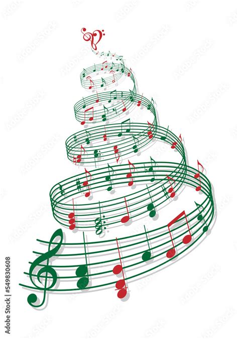 Music Christmas tree with musical notes, illustration over a ...