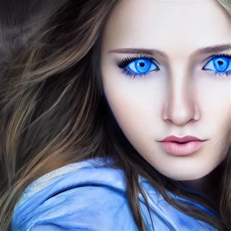 wonderful russian girl with blue eyes and brown long | Stable Diffusion