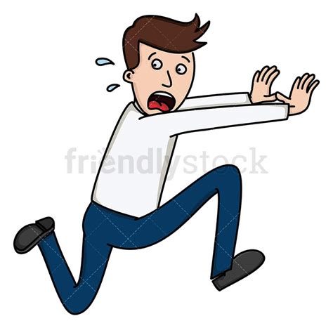 Man Frantically Running Away Cartoon Vector Clipart - FriendlyStock