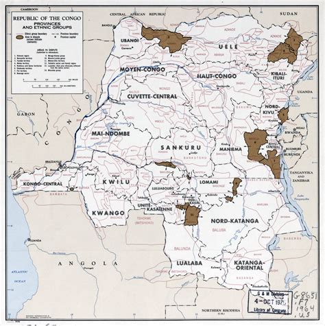 Large scale map of Republic of the Congo with provinces and ethnic ...