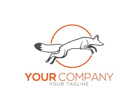 Fox Line Art Logo Design And Jumping Fox Template Royalty Vector Image ...