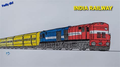 Indian Train Drawing | how to draw indian train - YouTube