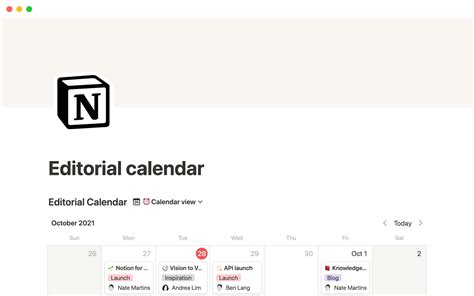 Notion Social Media Calendar Template