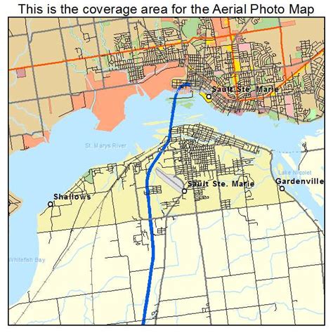 Aerial Photography Map of Sault Ste Marie, MI Michigan