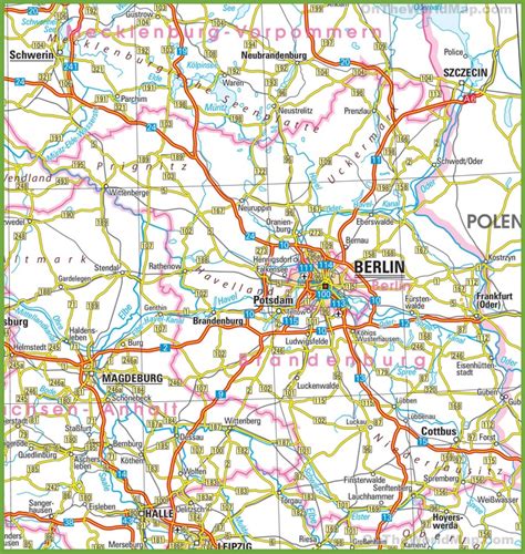 Brandenburg road map - Ontheworldmap.com