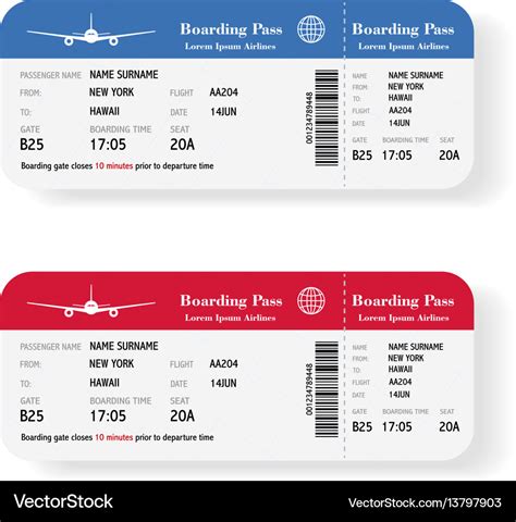 Set Of The Airline Boarding Pass Tickets With Vector Image | SexiezPicz ...