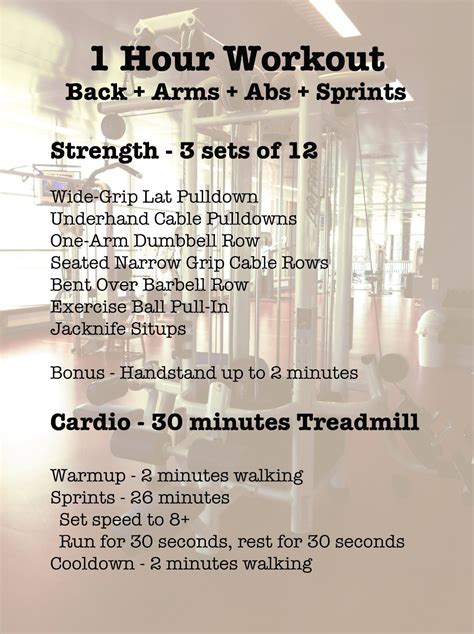 The Daily Details: 1 Hour Workout - Back, Arms, Abs, Sprints | Hour ...