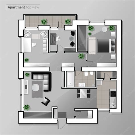 Premium Vector | Apartment floor plan Top view flat vector illustration ...