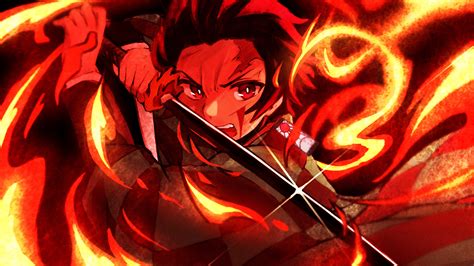 demon slayer tanjiro kamado with sharp sword on fire hd anime-HD ...