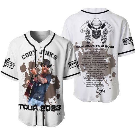 Cody Jinks Jersey, Cody Jinks Tour 2023 Baseball Jersey Designed & Sold ...