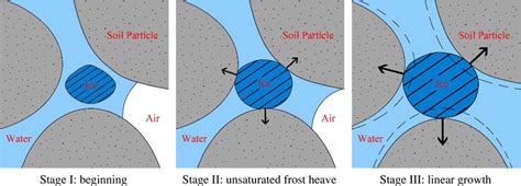 Schematic of evolution of frost heave from unsaturated through ...