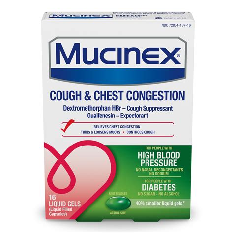 Mucinex HBP Cough & Chest Congestion Liquid Gels, For People with High ...