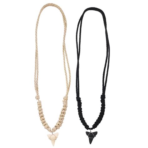 Macrame Rope Shark Tooth Necklace (12 pcs) – World End Imports