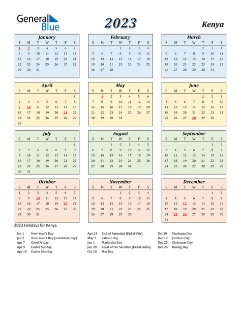 2023 Kenya Calendar with Holidays