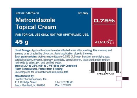 Metronidazole Cream - FDA prescribing information, side effects and uses