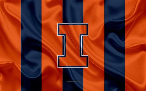 Illinois Fighting Illini, American football team, emblem, silk flag ...