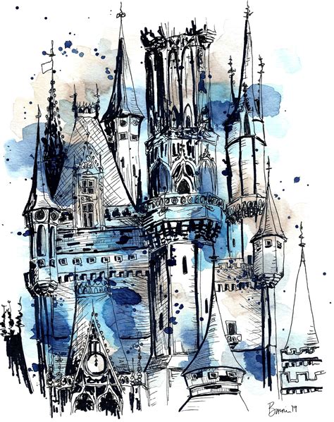 Disney castle, castle wall art, fun castle art, princess castle artwork ...