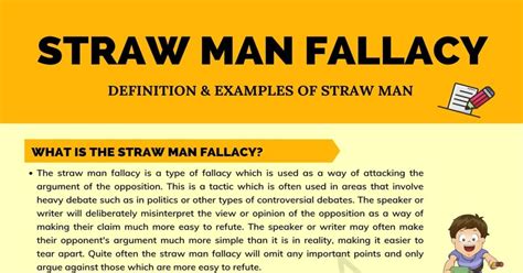 Straw Man: Definition and Useful Examples of Straw Man Fallacy • 7ESL