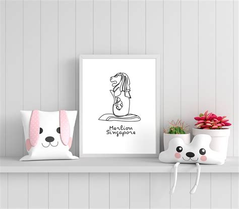 Merlion Singapore Poster, Singapore Wall Art, Singapore Wall Print ...