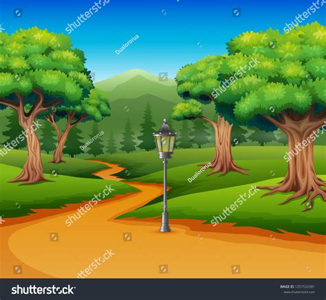 Cartoon Forest Background Dirt Road Stock Illustration 1251532381 ...