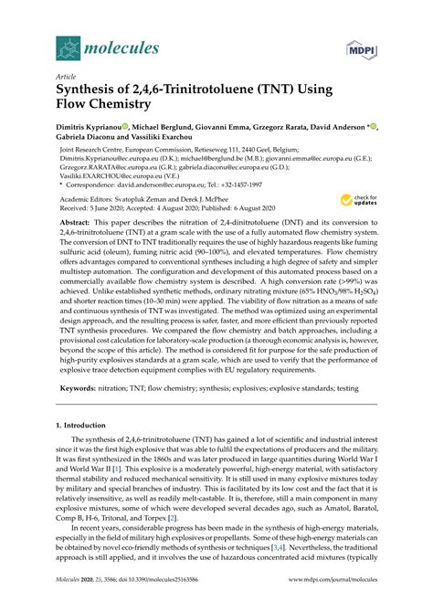 Synthesis of 2, 4, 6-Trinitrotoluene (TNT) Using Flow Chemistry - DocsLib