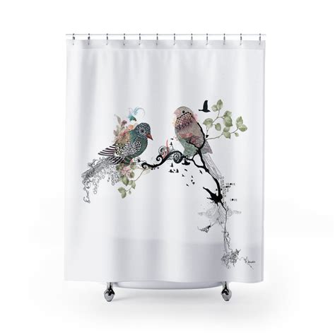 Shower Curtain Birds Shower Curtain Bath Curtain Modern - Etsy