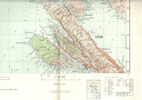 1956 Military Topographic Map Rab Krk Goli Otok Adriatic Croatia ...