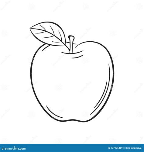 Apple Sketch. Hand Drawn Fruit Illustration Stock Vector - Illustration ...