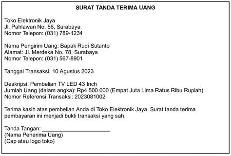 2 Contoh Surat Tanda Terima Uang dan Cara Membuatnya