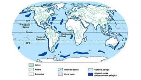 Location of Freshwater biomes