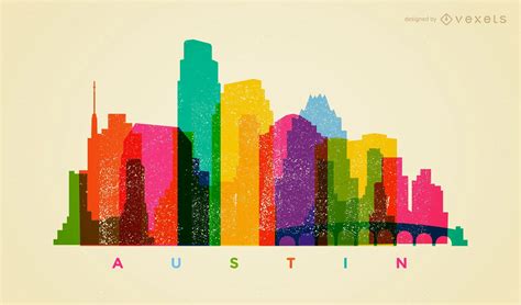 Colorful Austin Skyline Vector Download