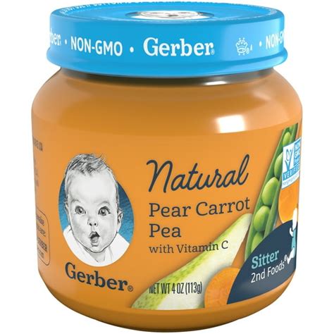 Gerber Natural Stage 2, Pear Carrot Pea Baby Food, 1 Jar - Walmart.com ...