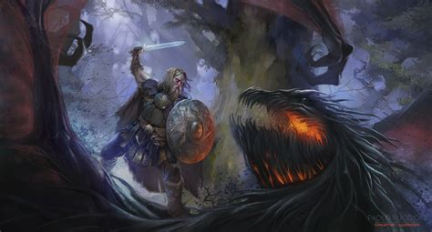 Beowulf and the Dragon - Paolo Puggioni - Concept Art & Illustration ...