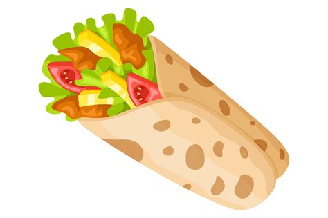 Burrito Cartoon Icon. Mexican Wrap Fast Gráfico por ladadikart ...