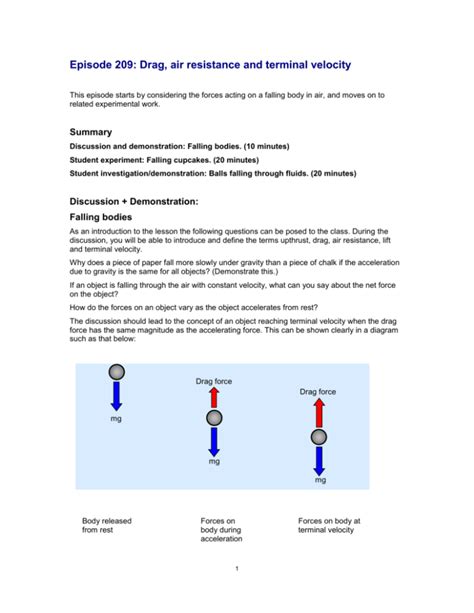 Episode 209: Drag air resistance terminal velocity