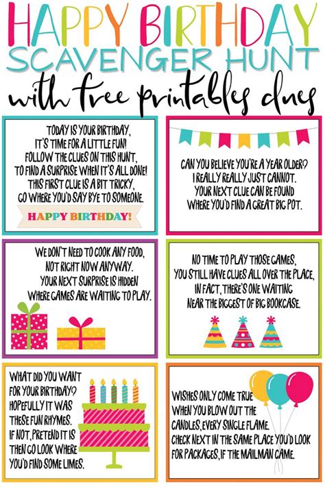 A Super Fun Birthday Scavenger Hunt {Free Printable!} - Play Party Plan ...