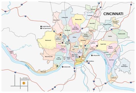 Cincinnati Road And Neighborhood Map Stock Vector - Image: 48158281