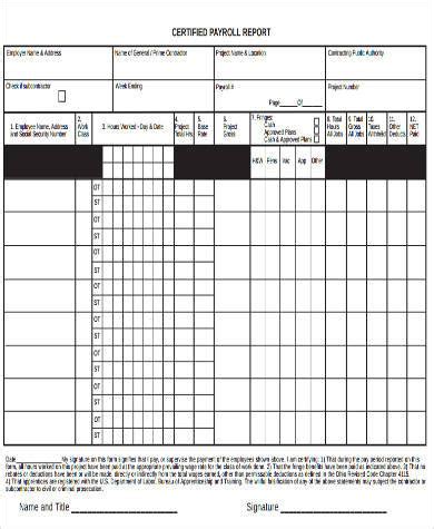 FREE 9+ Sample Certified Payroll Forms in MS Word | PDF | Excel