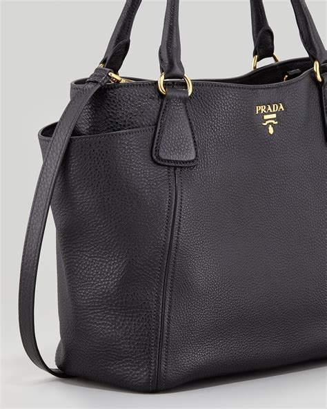 Prada Daino Side Pocket Tote Bag in Black - Lyst