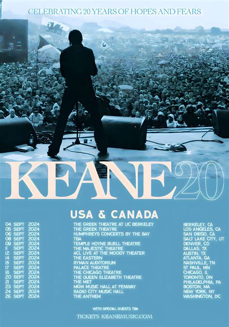 KEANE Hopes & Fears 20th Anniversary Tour 2024 Poster