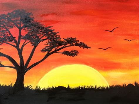 African Sun (popular) | Easy landscape paintings, Watercolor landscape ...